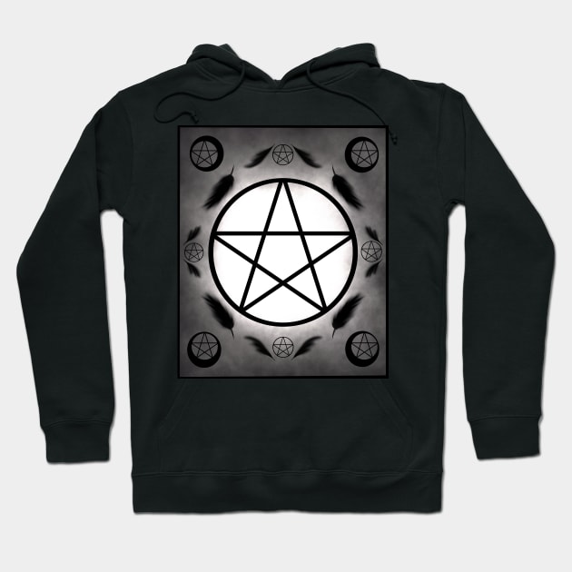 Pentacle and raven feathers Hoodie by Kcinnik